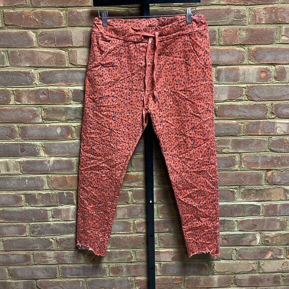 Three Hearts Burnt Orange Leopard Ankle Pants One Size NWT - Picture 2 of 7